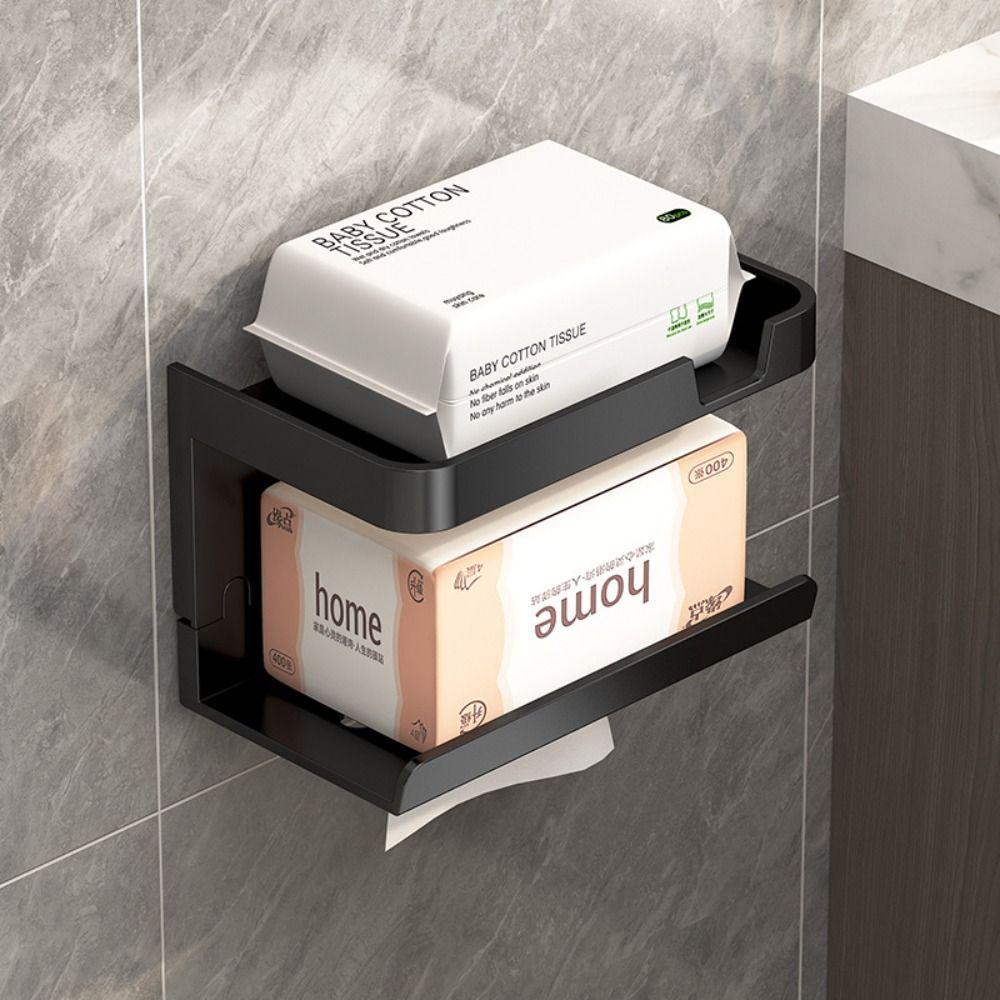 Punch-free Toilet Paper Holder Multifunctional Tissue Hanger Durable Storage Rack  Household