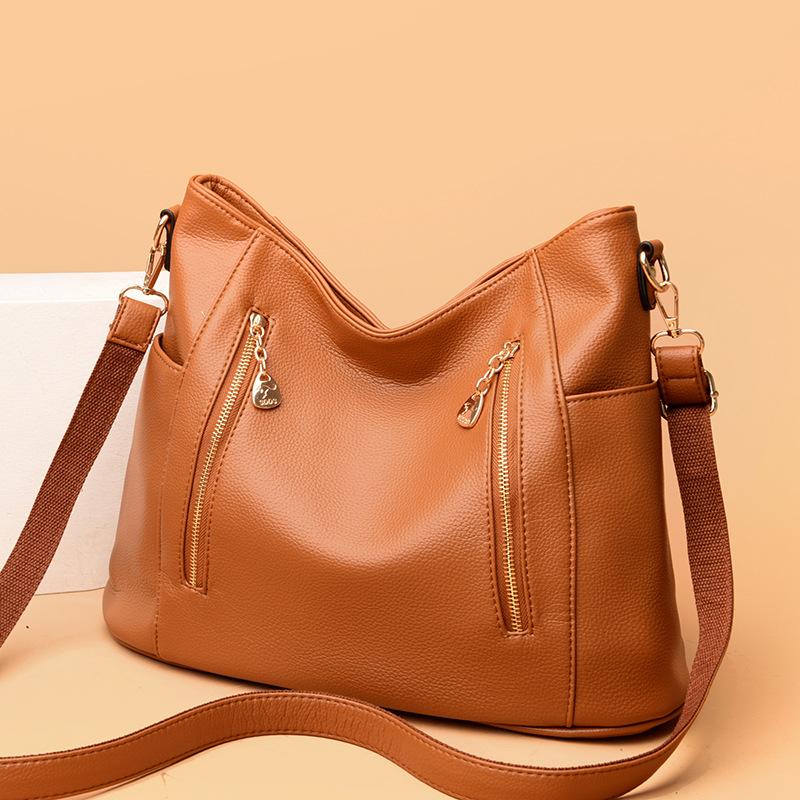 Новая осенне-зимняя женская сумка, большая вместительная сумка-тоут, однотонная, ретро, многозастегивающаяся женская сумка через плечо, портативная