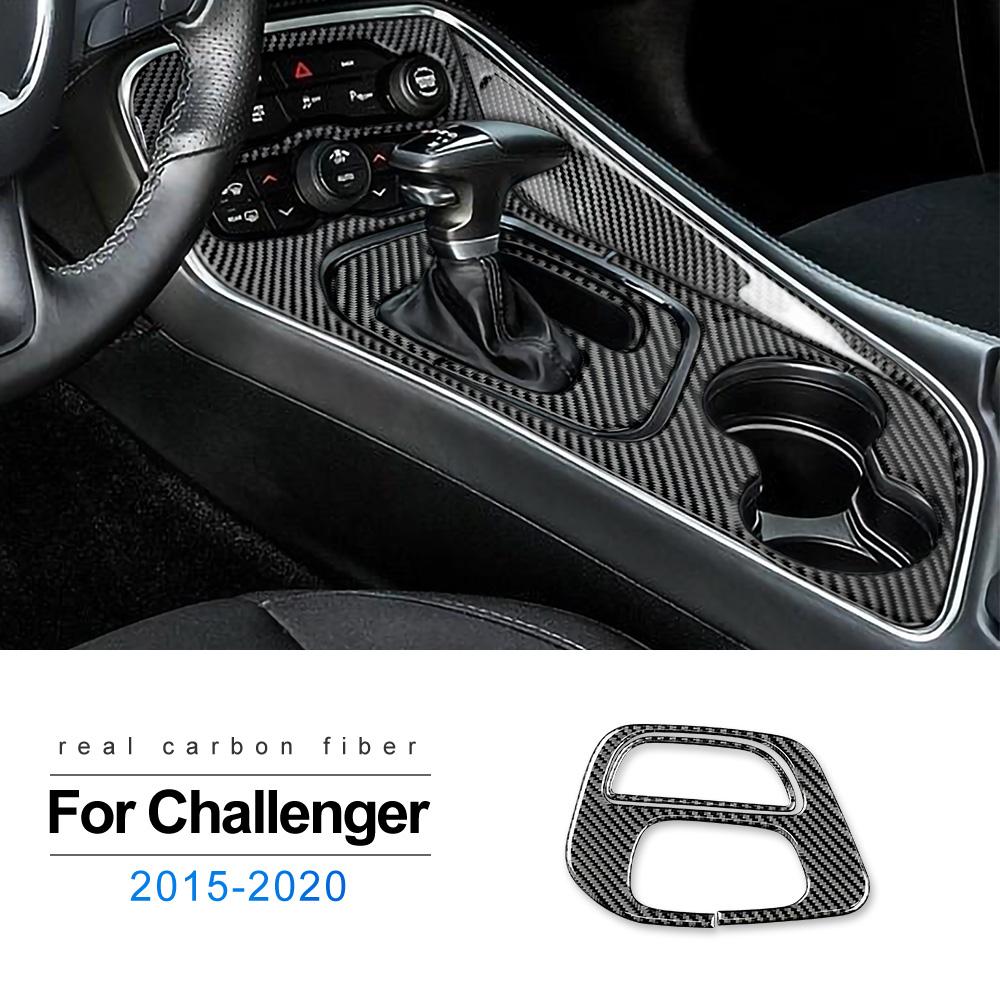 Real Soft Carbon Fiber Sticker for Dodge Challenger 2015 2016 2017 2018 Interior Car Gear Shift Panel