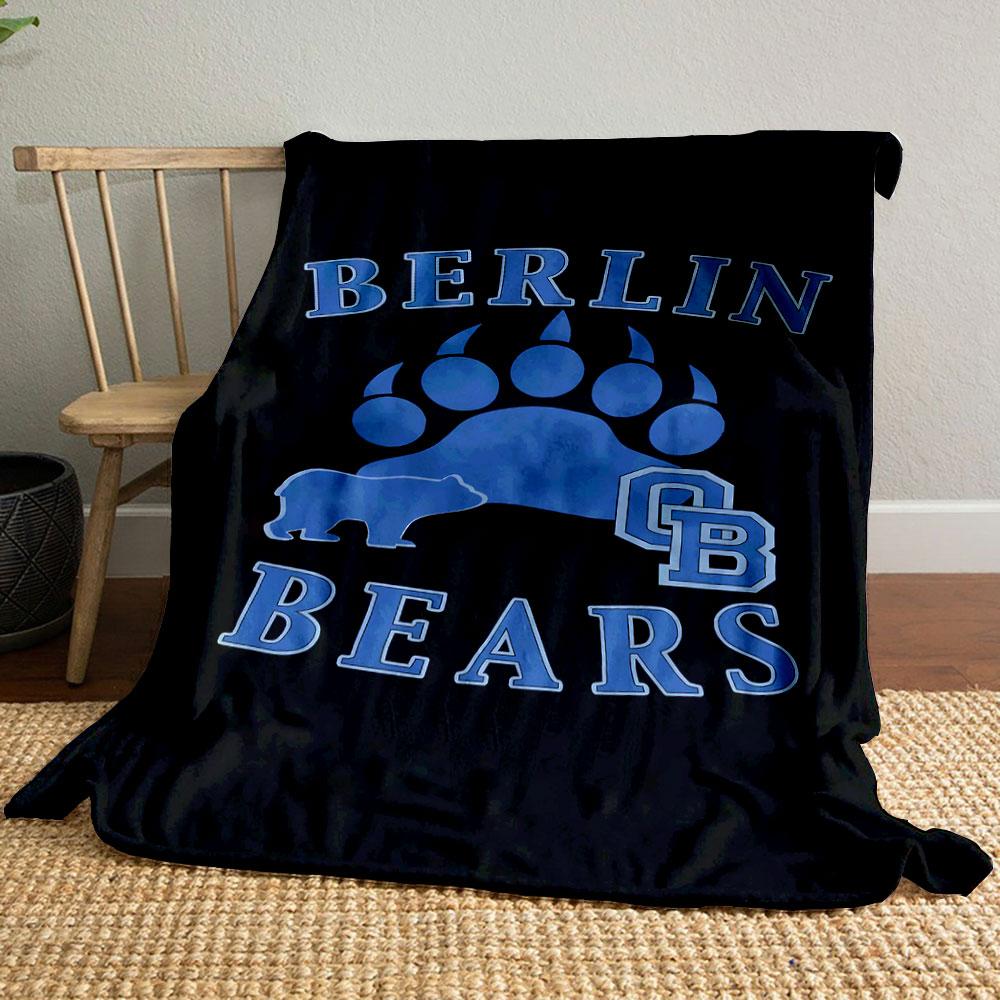 Berlin Bears Blue Paw Design Patterned blanket, flannel, suitable for all seasons, home decor, warm and cozy