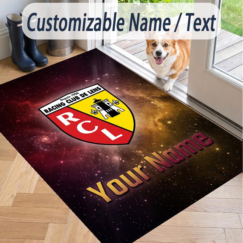 Custom Text Printed Rug racing club de lens Non Slip Floor Carpet For Home Room Decor