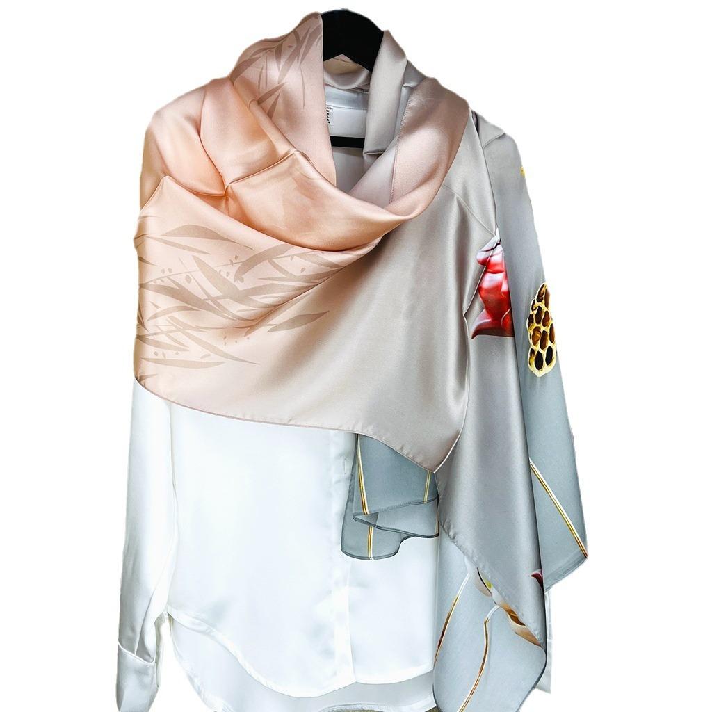 Весенне-осенний шелковый шарф женский шелковый длинный шарф подарок китайский стиль ципао шаль из 100% шелка тутового дерева