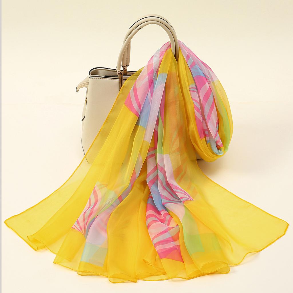 New Leopard Print Splicing Chiffon Silk Scarf Scarf Female, Spring and Summer Sunscreen Silk Scarf Tulle Scarf XQ