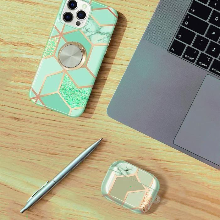 Coque - Xiaomi - Redmi Note 12 5G - Antichoc - Turquoise - Anneau rotatif 360°