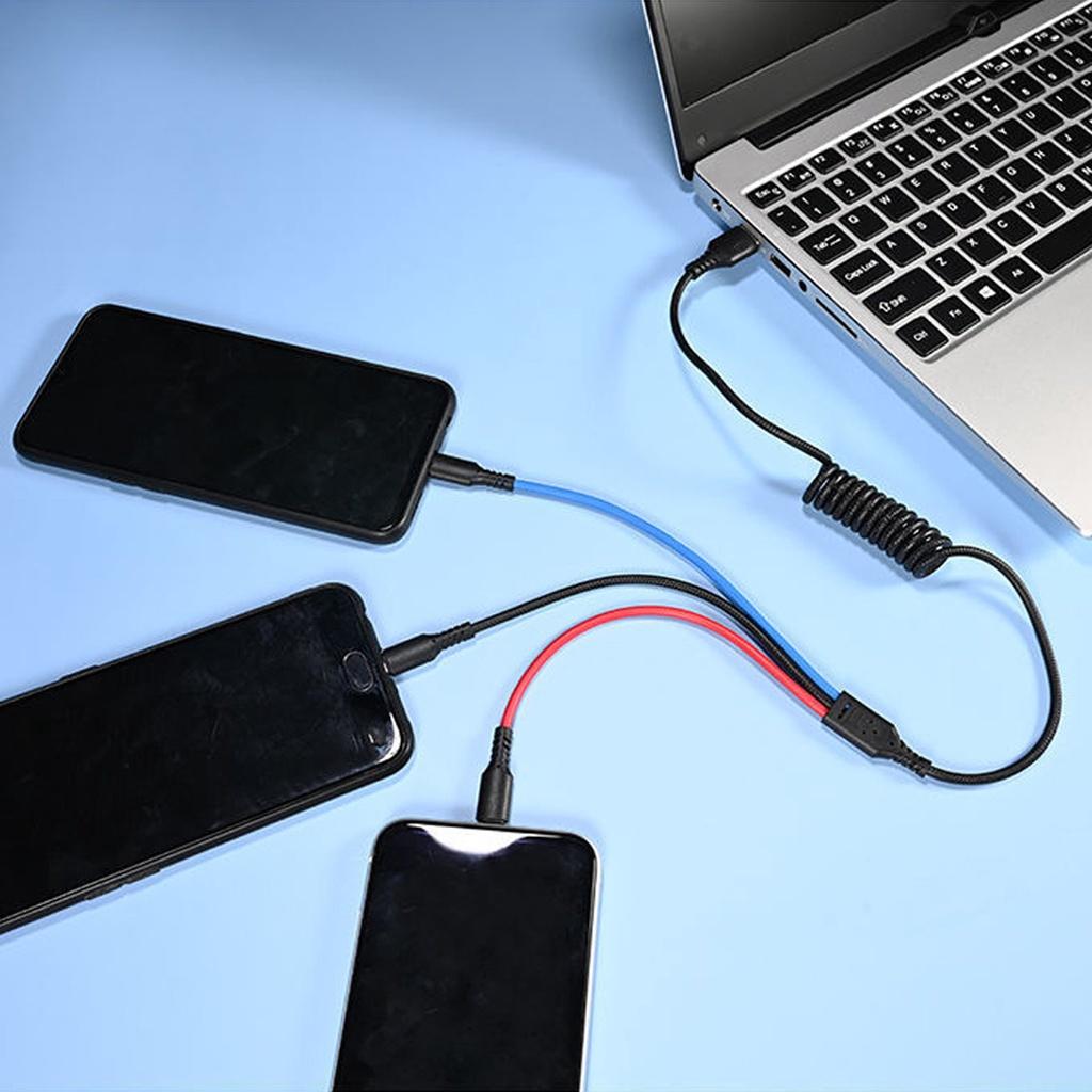 FONKEN Пружинный USB-кабель 3 в 1, кабель типа C 3A, кабель для зарядки Micro USB IOS 2,4A для Huawei Xiaomi Samsung