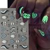 New Nail Stickers Ins Halloween Skeleton Ghost Spider Web Party Party Luminous Nail Stickers HMM