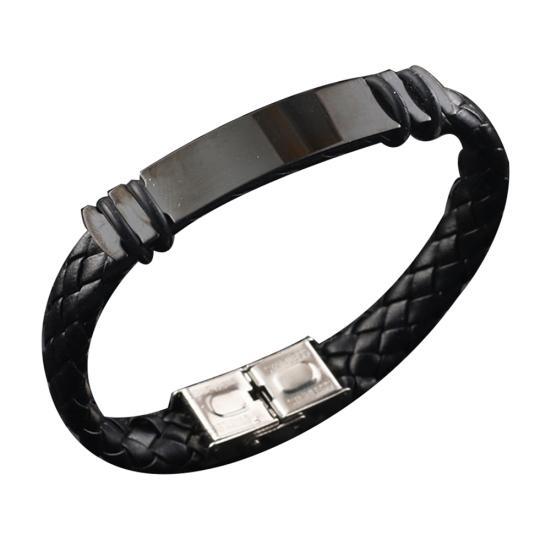 Мужской силиконовый плетеный кожаный браслет с пряжкой и застежкой, ювелирные изделия