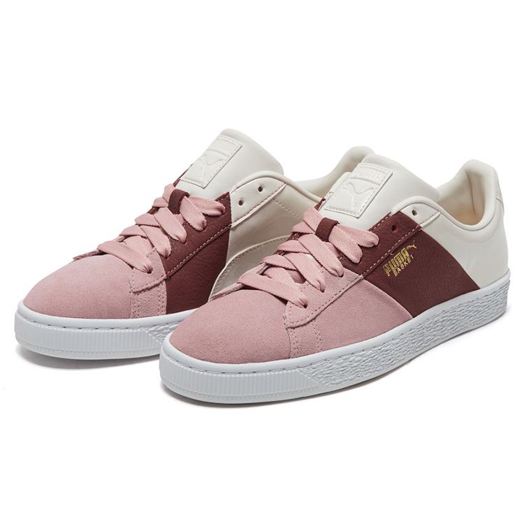 Puma Basket Remix Кожаные Ретро Повседневные Низкие Кроссовки Женские кроссовки Кирпично-розовые 369956-01