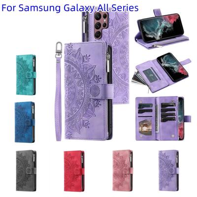 Для Samsung Galaxy Все серии для серии A, серии J, серии S, серии Note с тиснением, кожаный флип-бумажник на молнии, чехол для сумки