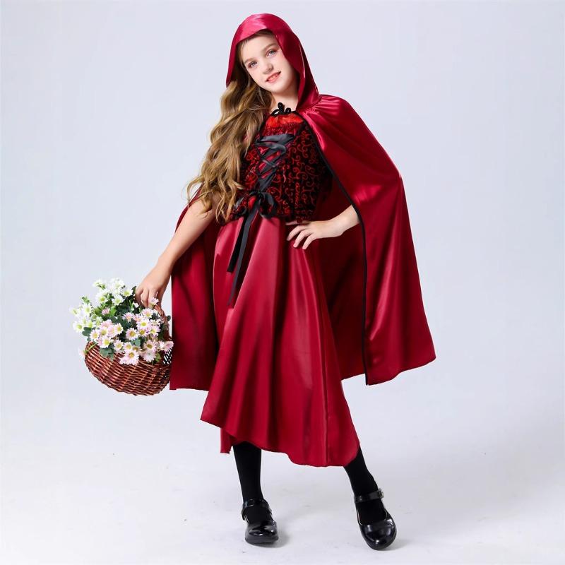 Halloween Little Red Riding Hood Princess Dress 61 Children's Cosplay Masquerade Show Out Costume Girl