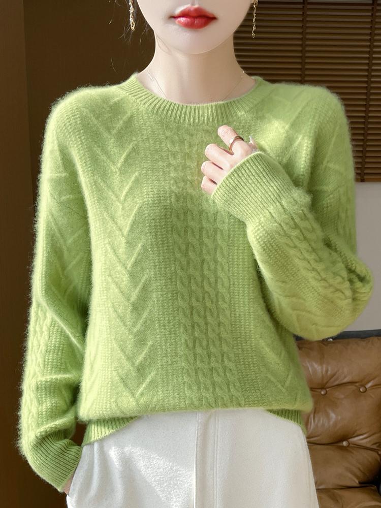 Женский кашемировый свитер Qinghe Cashmere 30% Кашемир 70% Шерсть Осенне-зимний кашемировый пуловер Мягкий и теплый