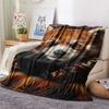 1PC Whimsical Wild Portrait Print FlAannel Blanket, High quality Comfortable for All Seasons, Home Decor, Warmth and Comfort