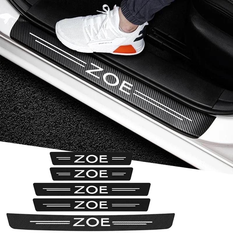 BGV1 Car Door Threshold Sill Protective Plate Rear Trunk Bumper Guard Stickers for Renault ZOE Badge Door Pedal Anti Scratch Strips