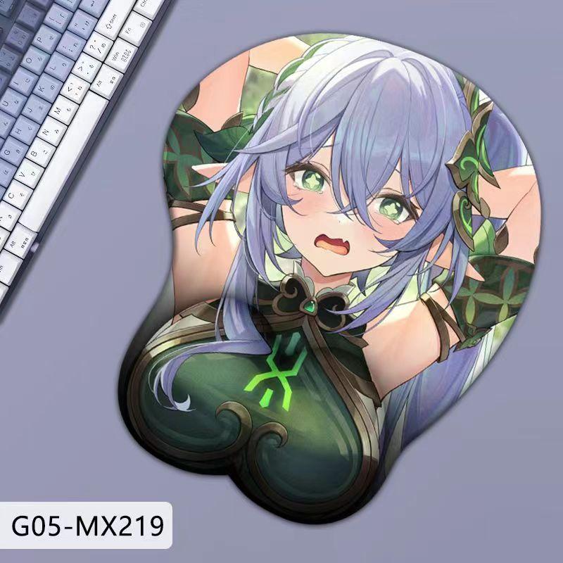 Силиконовый коврик для мыши Genshin 3D, большая грудь, защита запястья.