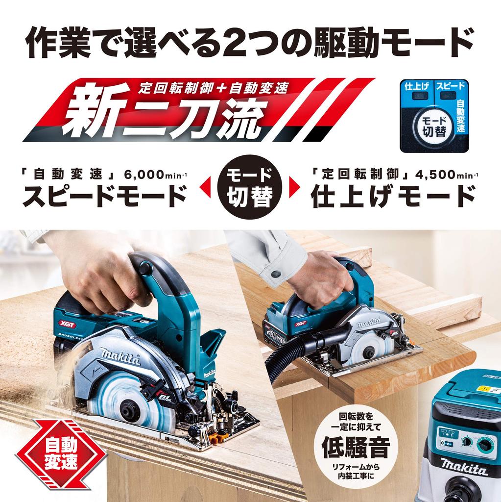 Makita Аккумуляторная дисковая пила 40 В макс 125 мм, в комплекте 2 кейса HS007GRDX (синий) Аккумуляторы 2,5 Ач, зарядное устройство,