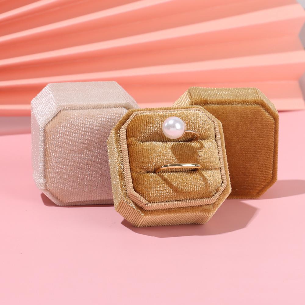 Octagon Square With Detachable Lid Ring Display Box Velvet Jewelry Box Double Ring Storage Box