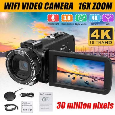 WIFI 4K HD видеокамера профессиональная видеокамера Vlog ЖК-сенсорный экран 30MP 16X цифровой зум ночного видения с сумкой