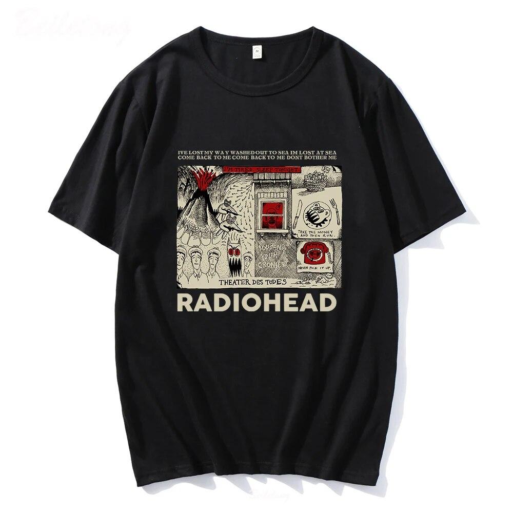 Футболка Radiohead, винтажные футболки в стиле хип-хоп, рок-группы, унисекс, для любителей музыки, с забавными принтами, унисекс, с коротким рукавом, 100% хлопок, футболки в стиле Харадзюку, футболка унисекс