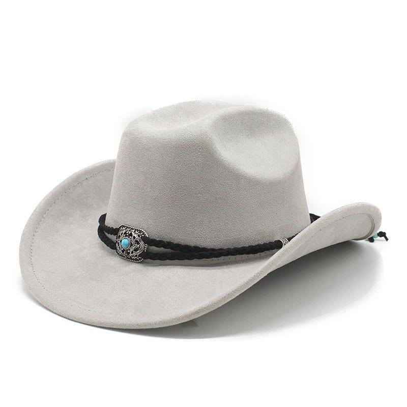Suede Upturned Edge Western Cowboy Hat Men And Women Outdoor Travel Hat Rolled Brim Ethnic Style Top Hat Felt Hat
