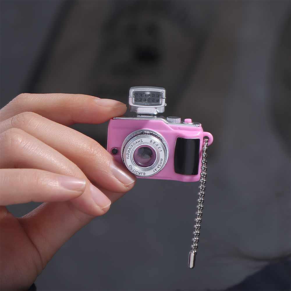 Plastic Camera Electric Luminous Key Chain Mini Camera Toy Led Keychains  Friends Birthday Gifts
