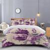 Purple Dill Flower Printing Quilt Cover, Pillowcase, Quiet Resting Corner 3D Digital Printing Three-Piece Set