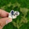 Natural Lapis Lazuli Gemstone 925 Silver Statement Flower Ring Size 8 For Women