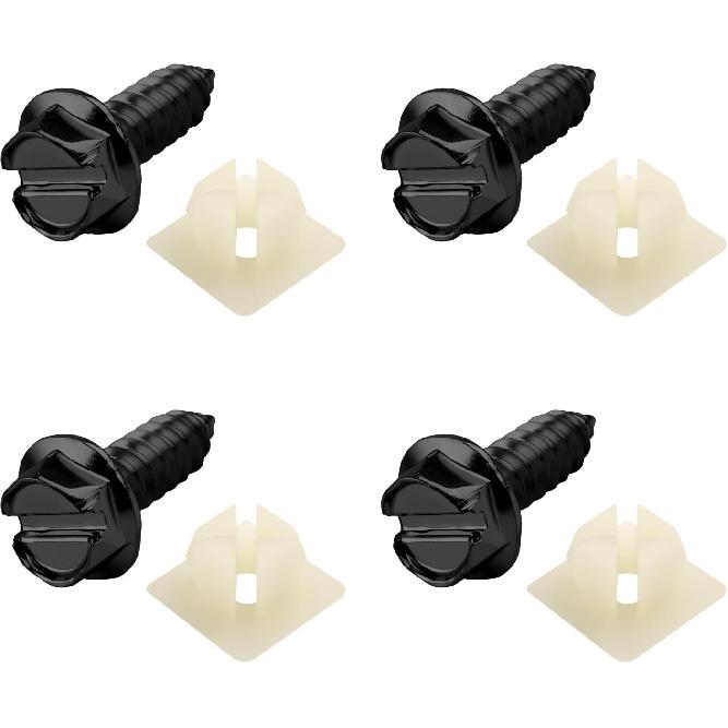 4PCS Car License Plate Screws Set with Nylon Inserts,Heavy Duty Front & Rear License Plate Bolts for Securing Number Plates,Anti-Rust Car Plates