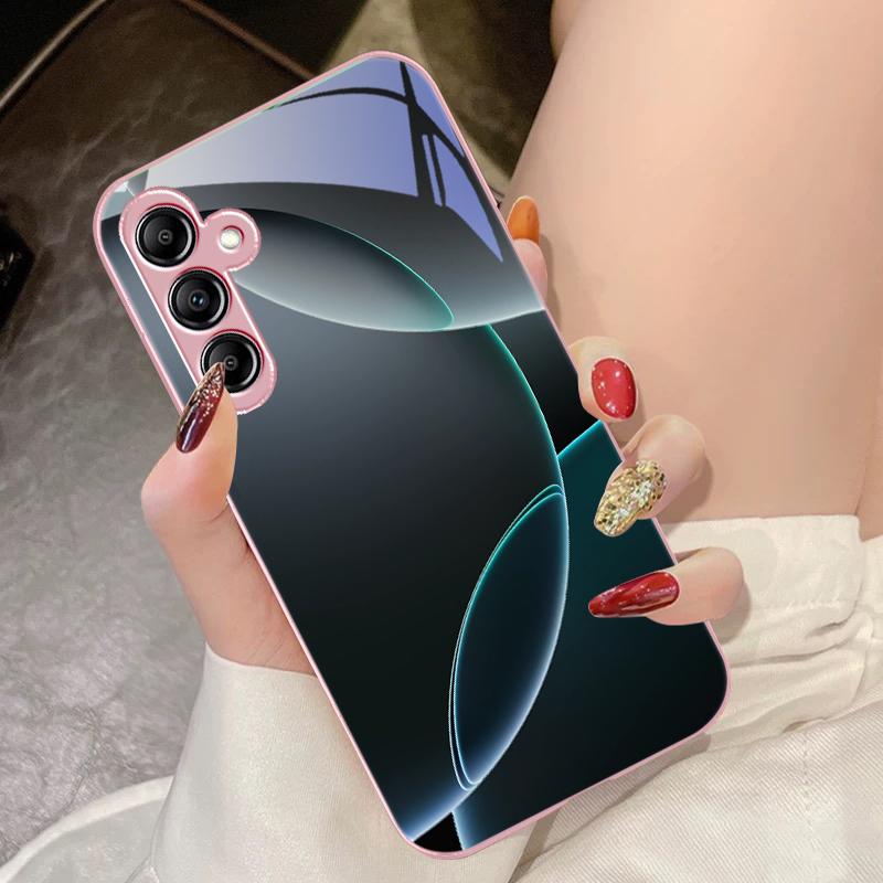 Геометрический полукруг для Samsung Galaxy A14 4G 20 30 52 20S 21S 22 A32 33 34 42 50 51 53 54 70 71 72 73 5G Стеклянный чехол для телефона