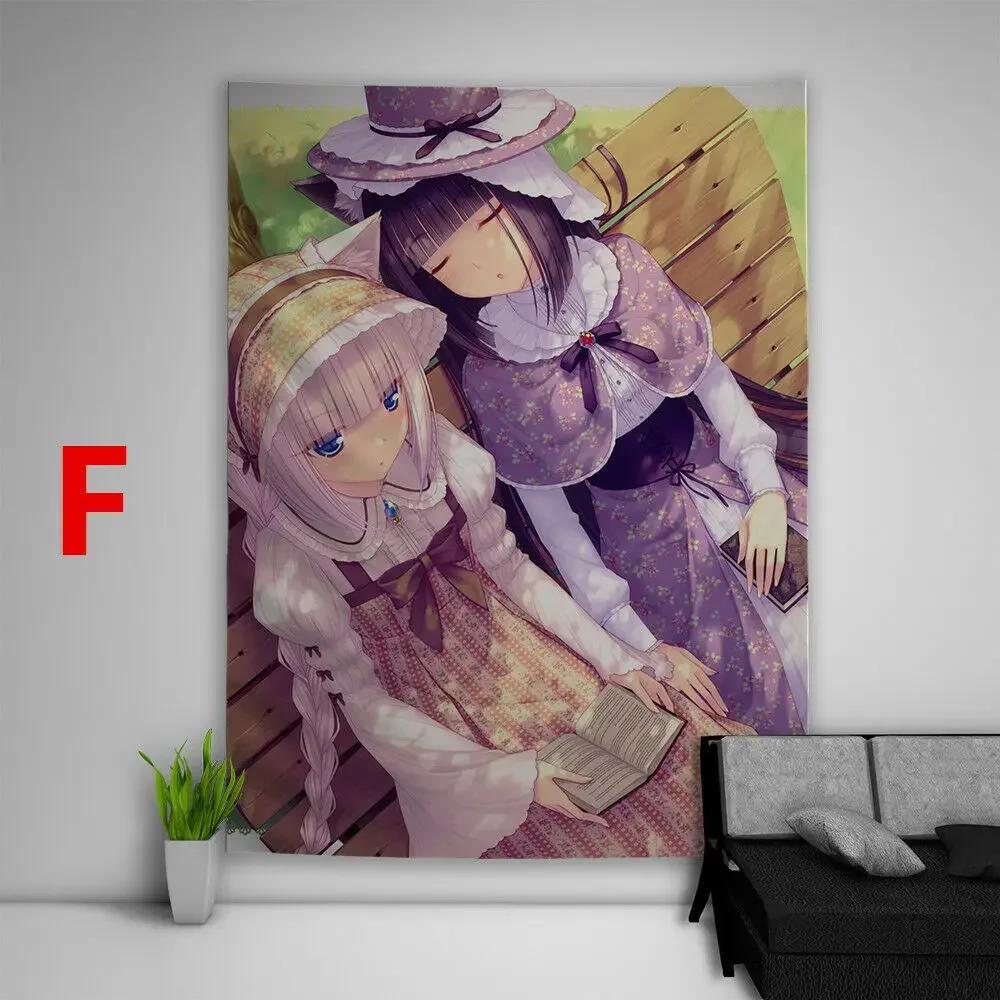 Тканевое панно Nekopara Аниме Настенный Кавайный Декор Комнаты Художественный Отпечаток Постер Милая Девушка Манга Эстетика Ткань для Фона Спальни