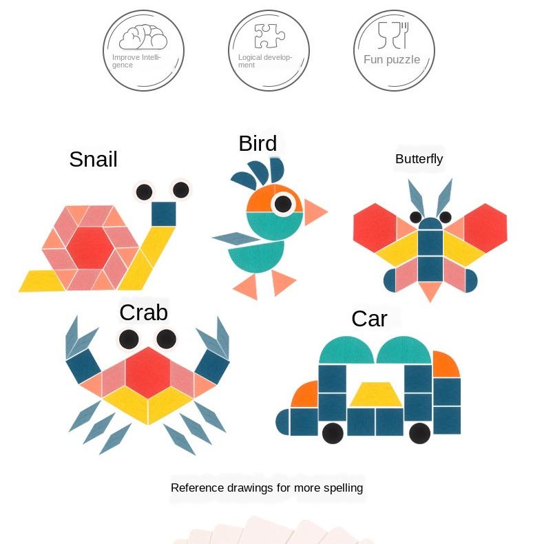 Набор из 180 шт., деревянные 3D-пазлы, красочные геометрические формы, танграм, игра-головоломка, детские обучающие развивающие игрушки Монтессори для детей MYY