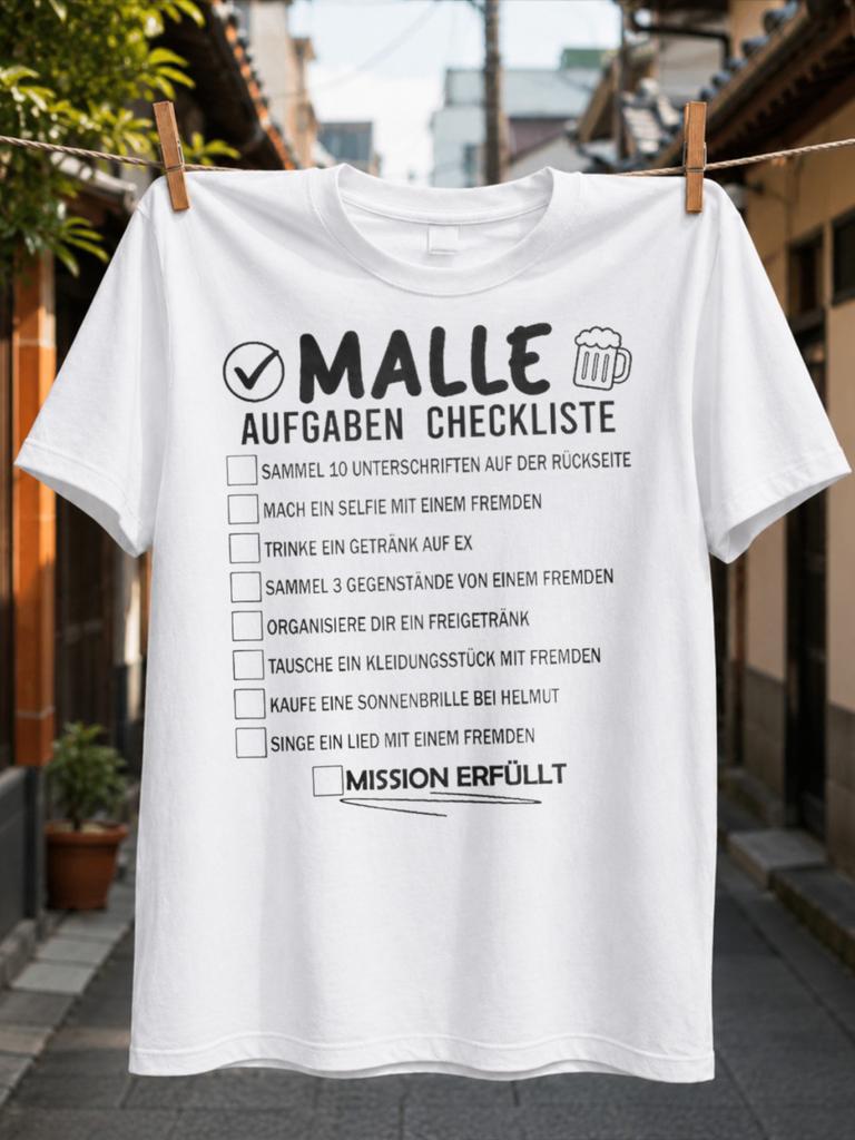 Mallorca Party Challenge Checklist Checkboxes Beer Glass And Mission Completed Text Malle Drinking Unisex All TShirt