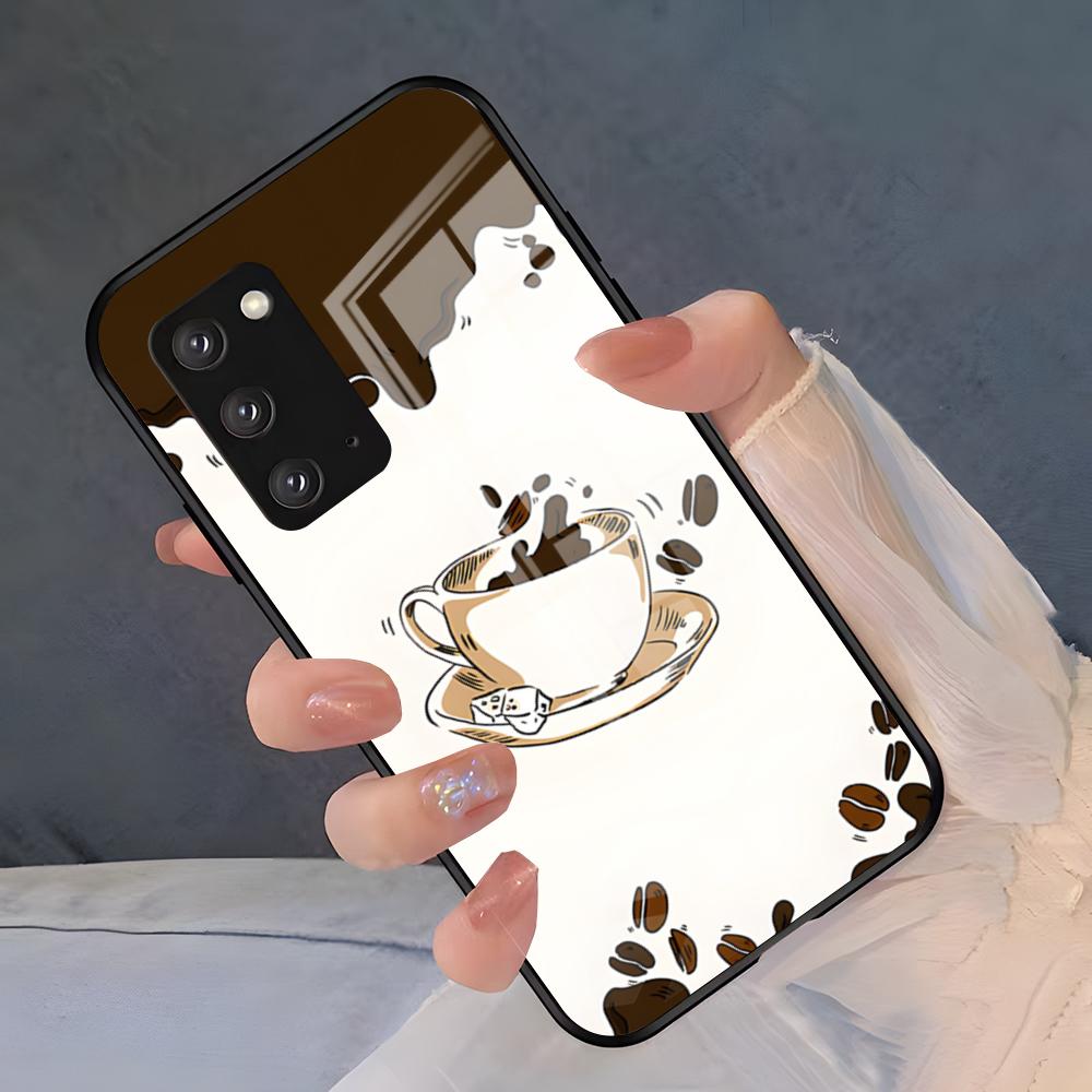 Чехол для телефона с рисунком 'Кофейное искусство' для Samsung S26 S25 Plus S20 S20 Plus S22 Ultra S23 FE S21 Plus S21 Ultra Стеклянная крышка