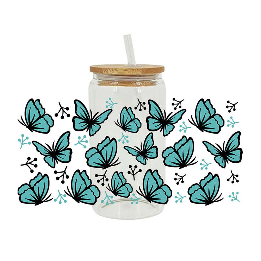 Цветок 16 унций УФ DTF чашка переносные наклейки на заказ водонепроницаемая банка 1 шт. стекло DIY Lab O1D9