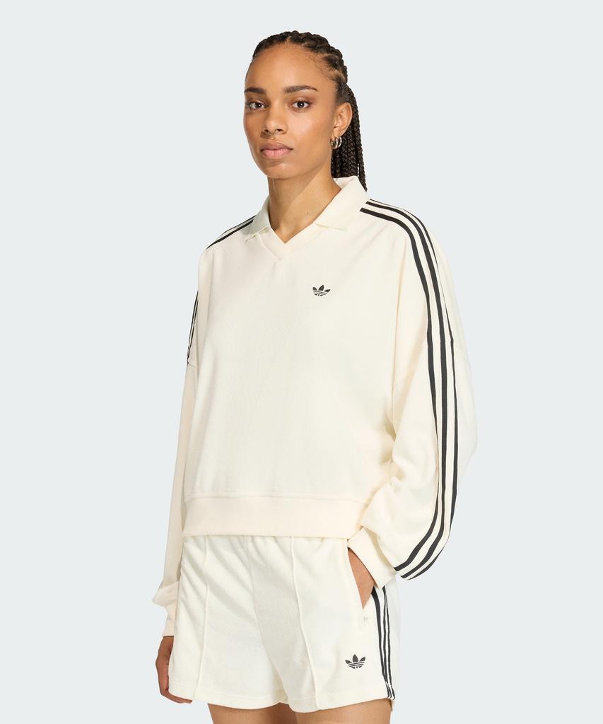 adidas Поло с V-образным вырезом и длинным рукавом из махровой ткани Kd1401