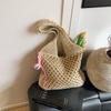 Плетеная сумка большой вместимости женская 2025 новая летняя пляжная соломенная сумка универсальная на плечо сумка-тоут