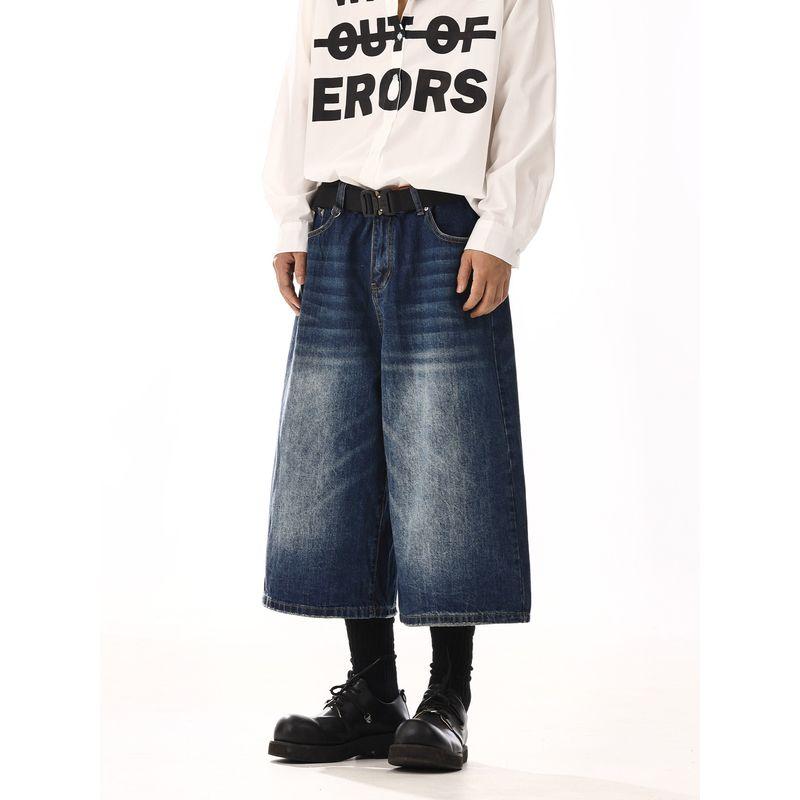 American Retro Washed Denim Shorts Summer New Cropped Pants Easiest for Match Loose Slimming and Straight Bermuda Shorts Tide