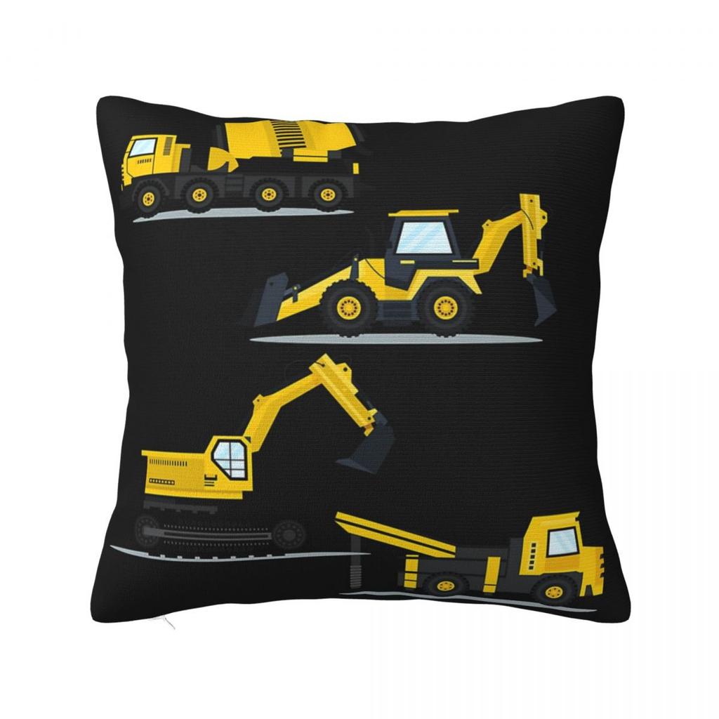 Construction Truck Excavator Square Pillowcase Pillow Cover Polyester Cushion Decor Comfort Throw Pillow for Home Living Room