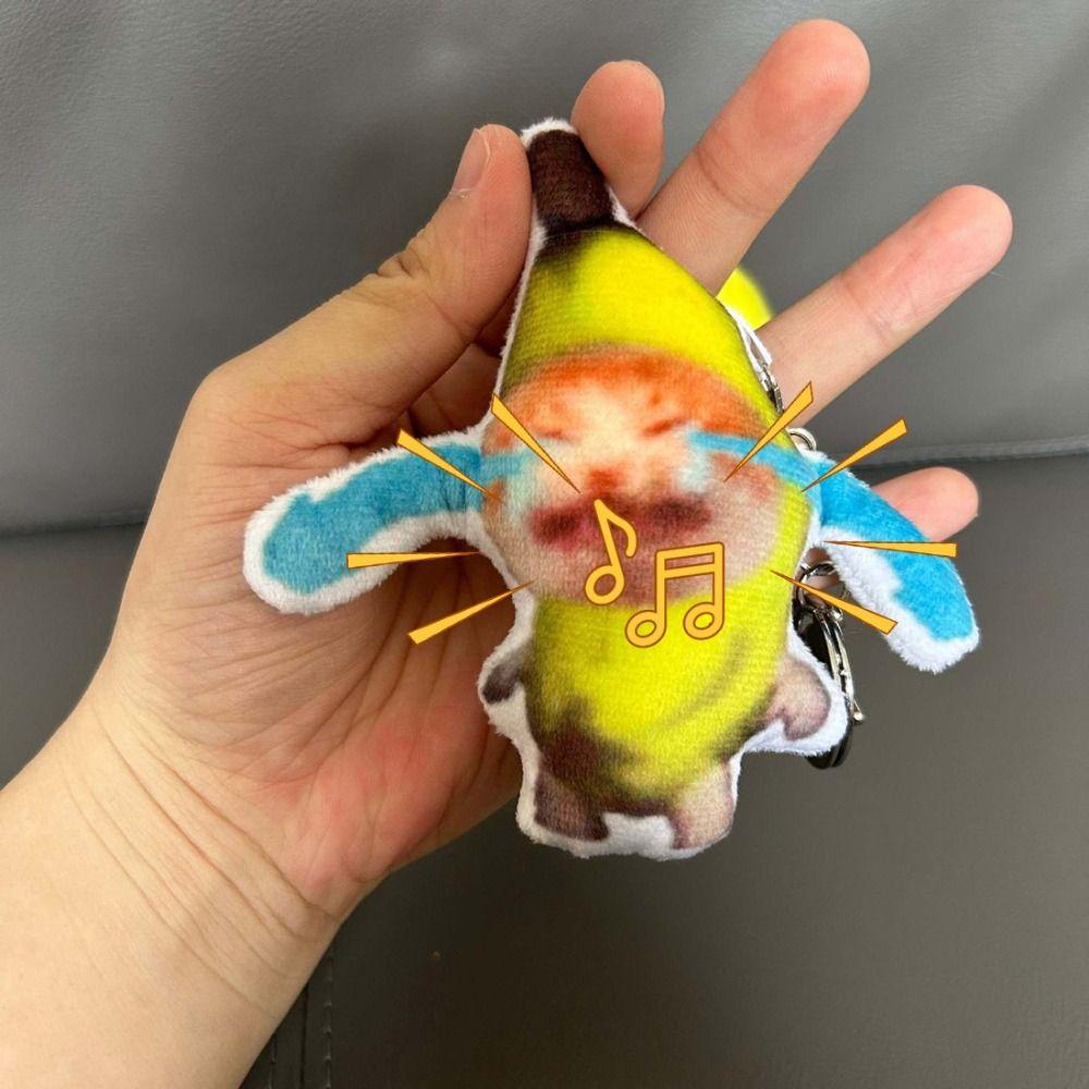 Кукла-банан-кошка Кукла-банан-кошка, кулон, плачущий звук, брелок-брелок с кошкой-бананом, аксессуары для ключей