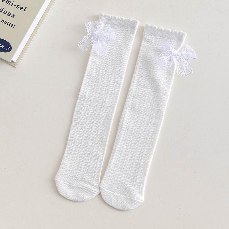 1 пара милых летних тонких носков для детей-девочек, белые, бежевые, с бантом и оборками, детские носки, милые сетчатые, полые, дышащие носки
