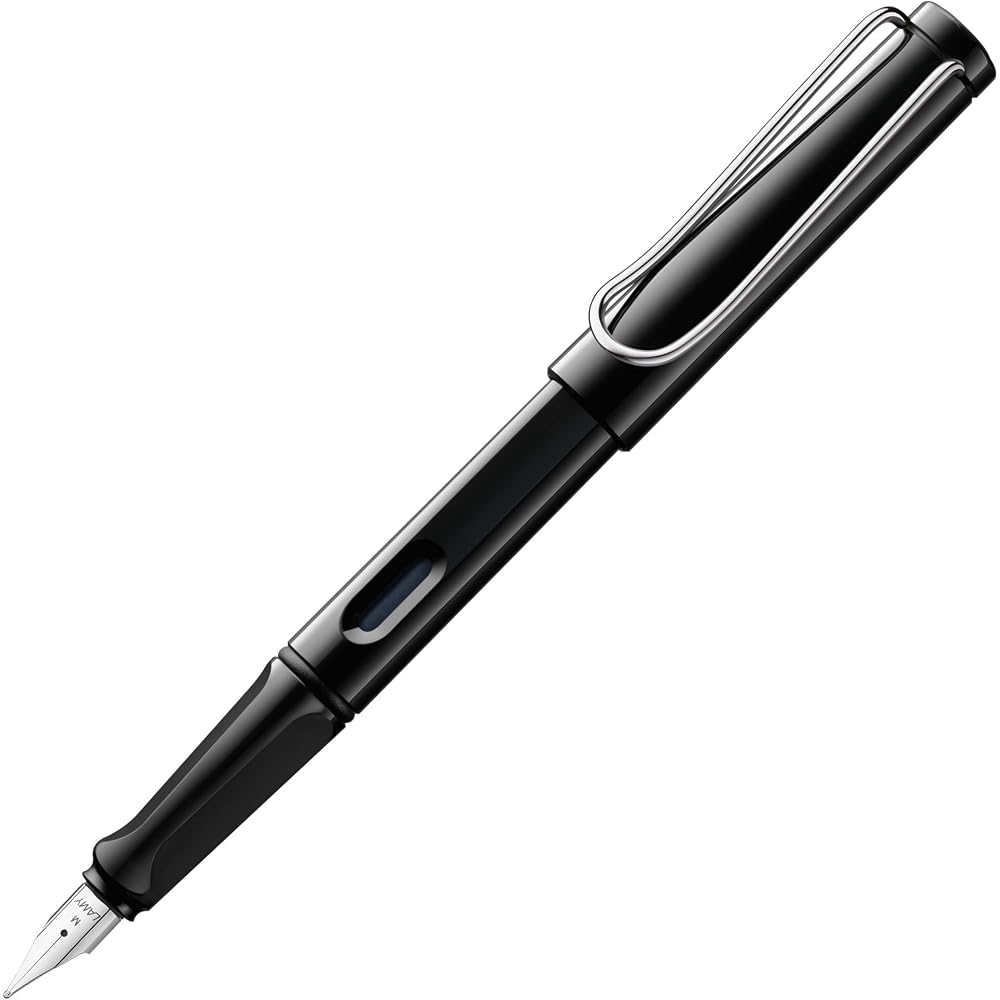 LAMY (Ramy) Safari Shiny Black Fountain Pen Black - Ergonomic Grip and Polished Steel Tip Size F ...