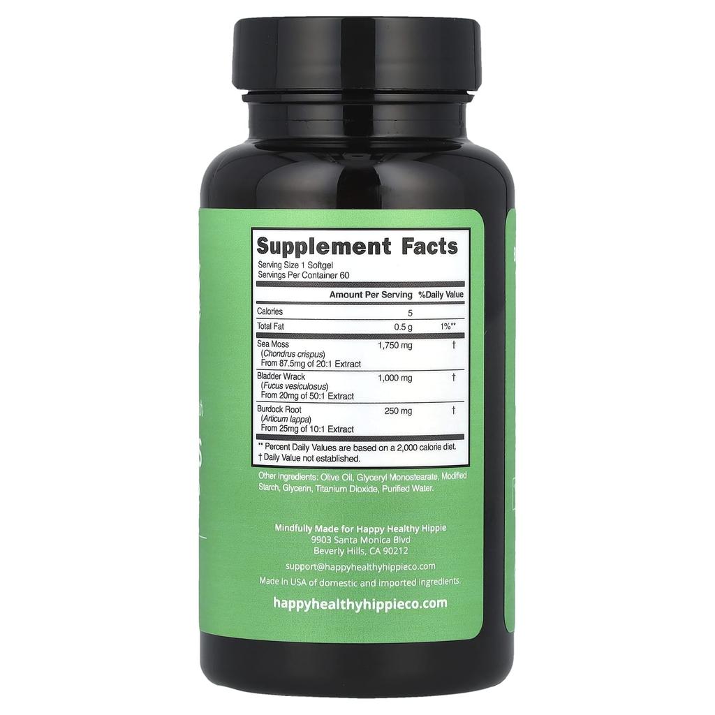 Contains Sea Moss, Bladderwrack and Burdock Root, 60 Veggie Softgels