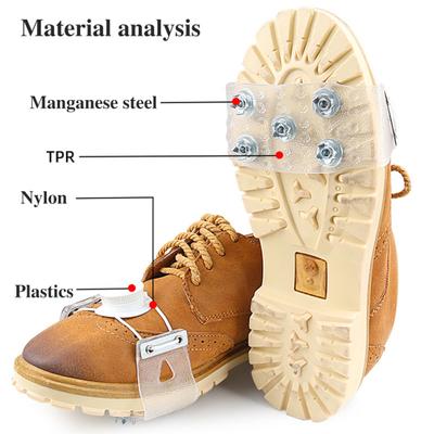 1 пара шипов для льда, кошки с 5 стальными шипами, регулируемая ручка, зимние, для ходьбы по льду и снегу, нескользящие захваты, шипы для ботинок