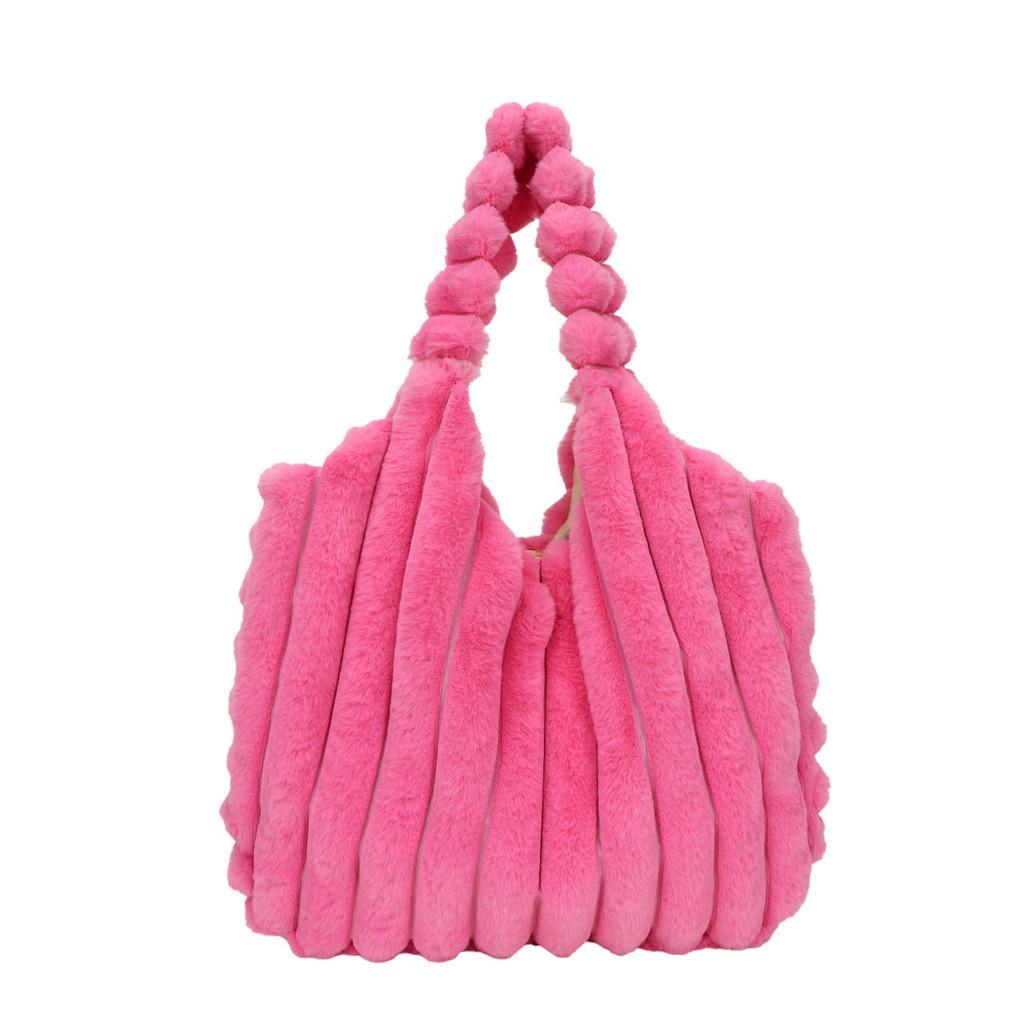 Stylish Large Capacity Plush Tote Bag Soft Urban Chic Fluffy Shoulder Bag