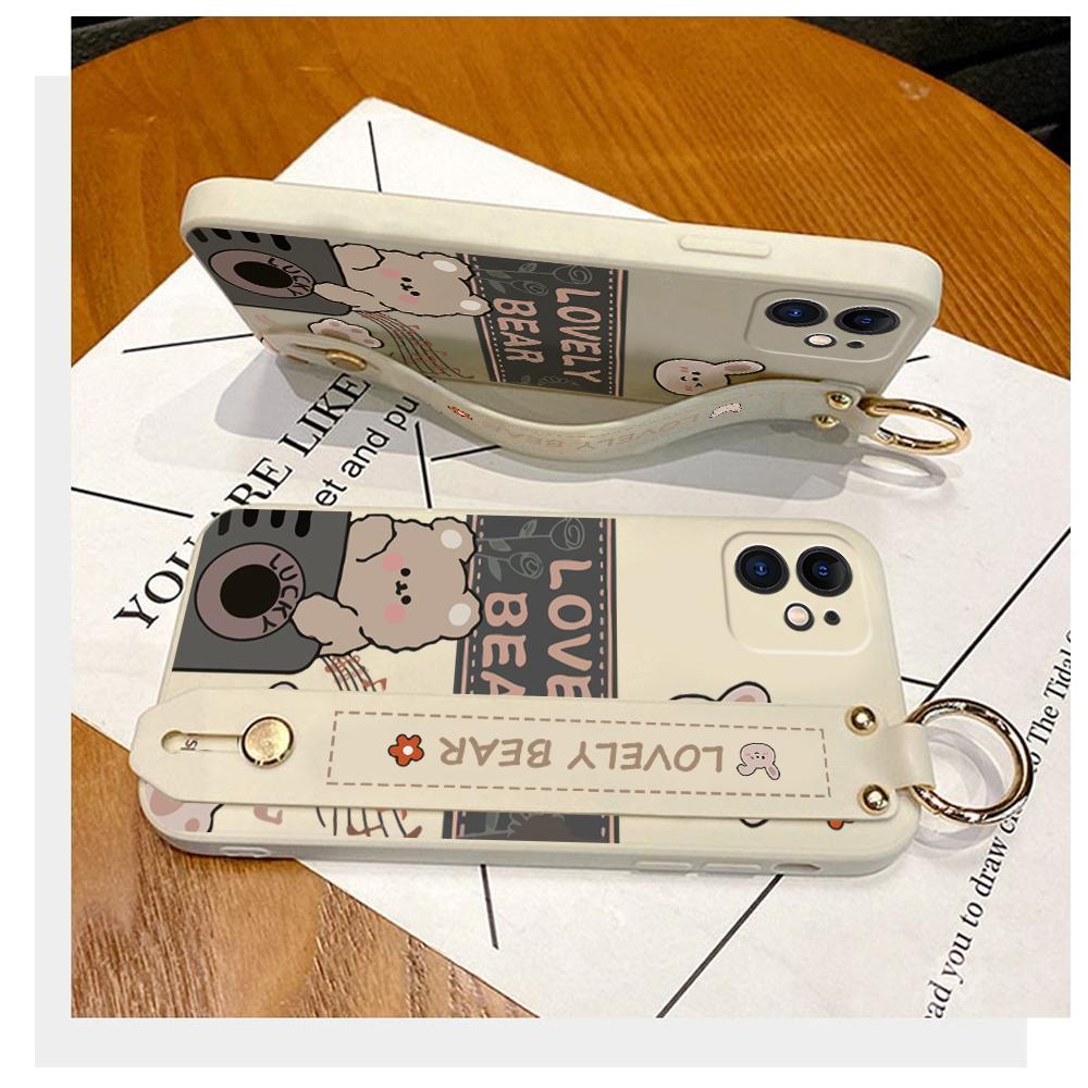 Для Honor 70 90 Lite X6 X6a X6b X8 X8a P20 P30 P40 Pro Infinix Smart 8 с браслетом Retro Music Bear Мягкий силиконовый противоударный чехол для телефона