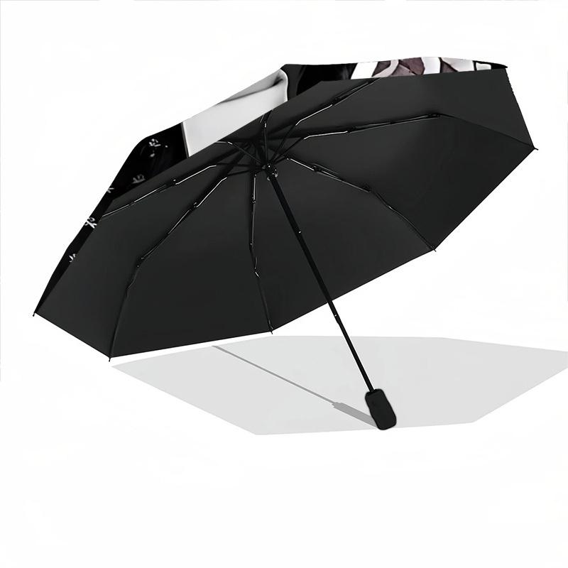 1pc Wednesday Automatic Folding Umbrella - Compact 8-Rib Design, Durable Plastic & Iron, Perfect Gift for Friends & Family, Outdoor Umbrella, Fashiona