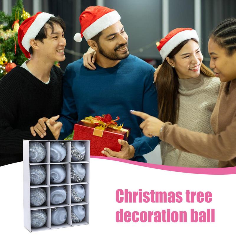 Флокированные елочные шары, бархатные шары, елочные шары, 12 штук, элегантные мягкие елочные шары для Рождества