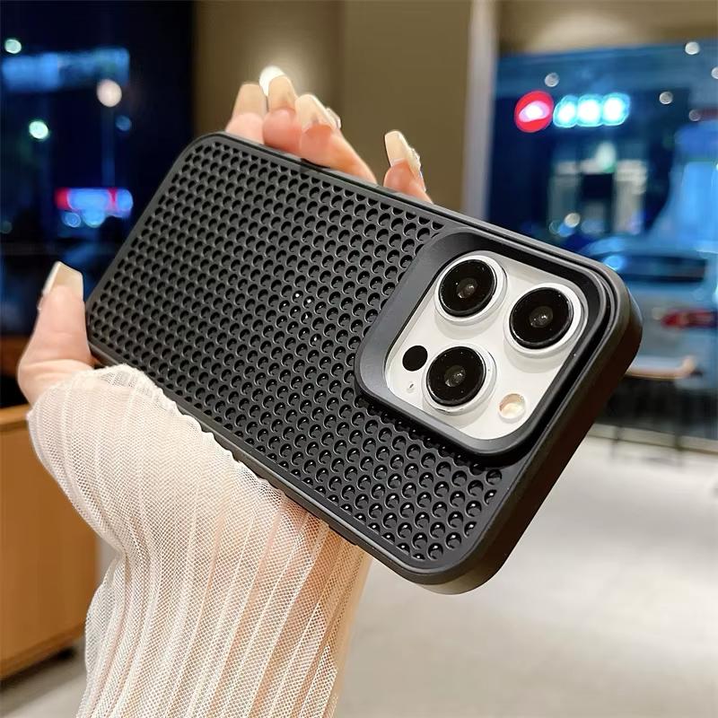 Heat Mesh Breathable Luxury Dissipation Phone Case For Iphone 16 15 14 Plus 13 12 11 Pro Max Shockproof Soft Bumper Hard Cover