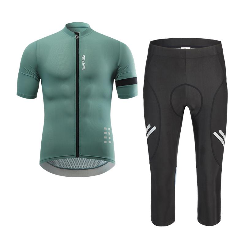 Wosawe Mens Short Sleeve Jersey Road Bike Cycling Breathable Tops Sportswear Shirts Summer Cycling Sets Gel Shorts Reflective Bicycle Outfit