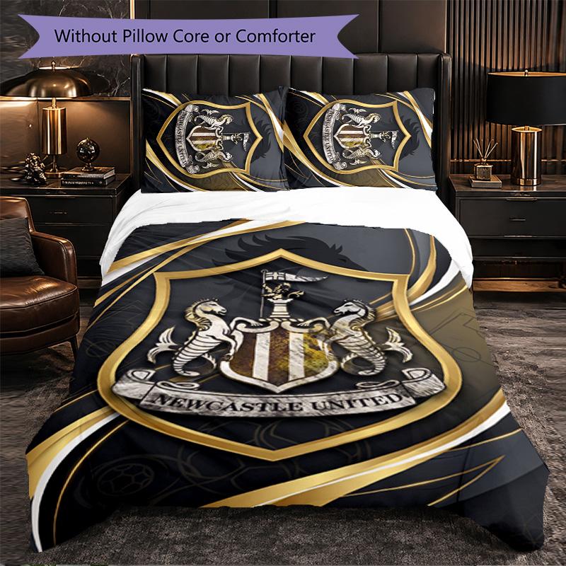 Футбольный комплект постельного белья Newcastle United из 3 предметов Мягкий пододеяльник с наволочками Комплект для декора спальни для дома