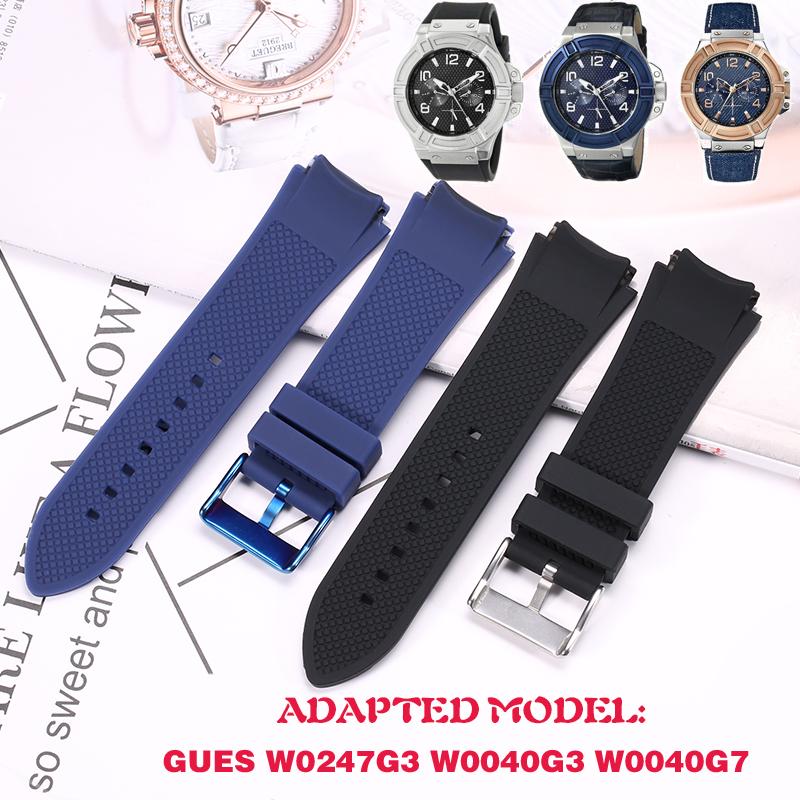 Силиконовый ремешок для часов, подходящий для GUESS W0247G3 W0040G3 W0040G7, мужской, спортивный, водонепроницаемый, резиновый ремешок, браслет, аксессуары для часов